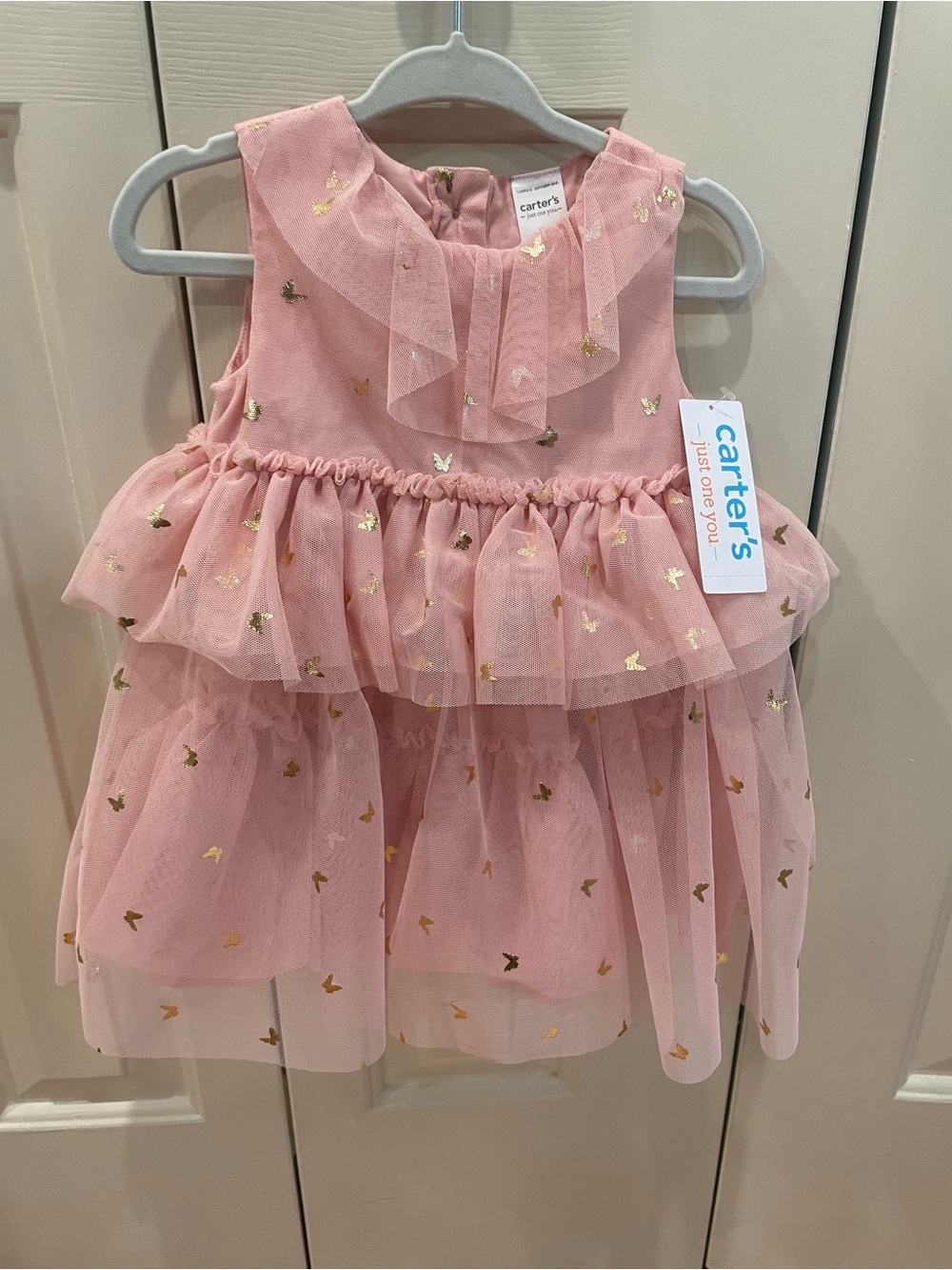 Carter's Pink Tulle Dress with Gold Foil Accent
